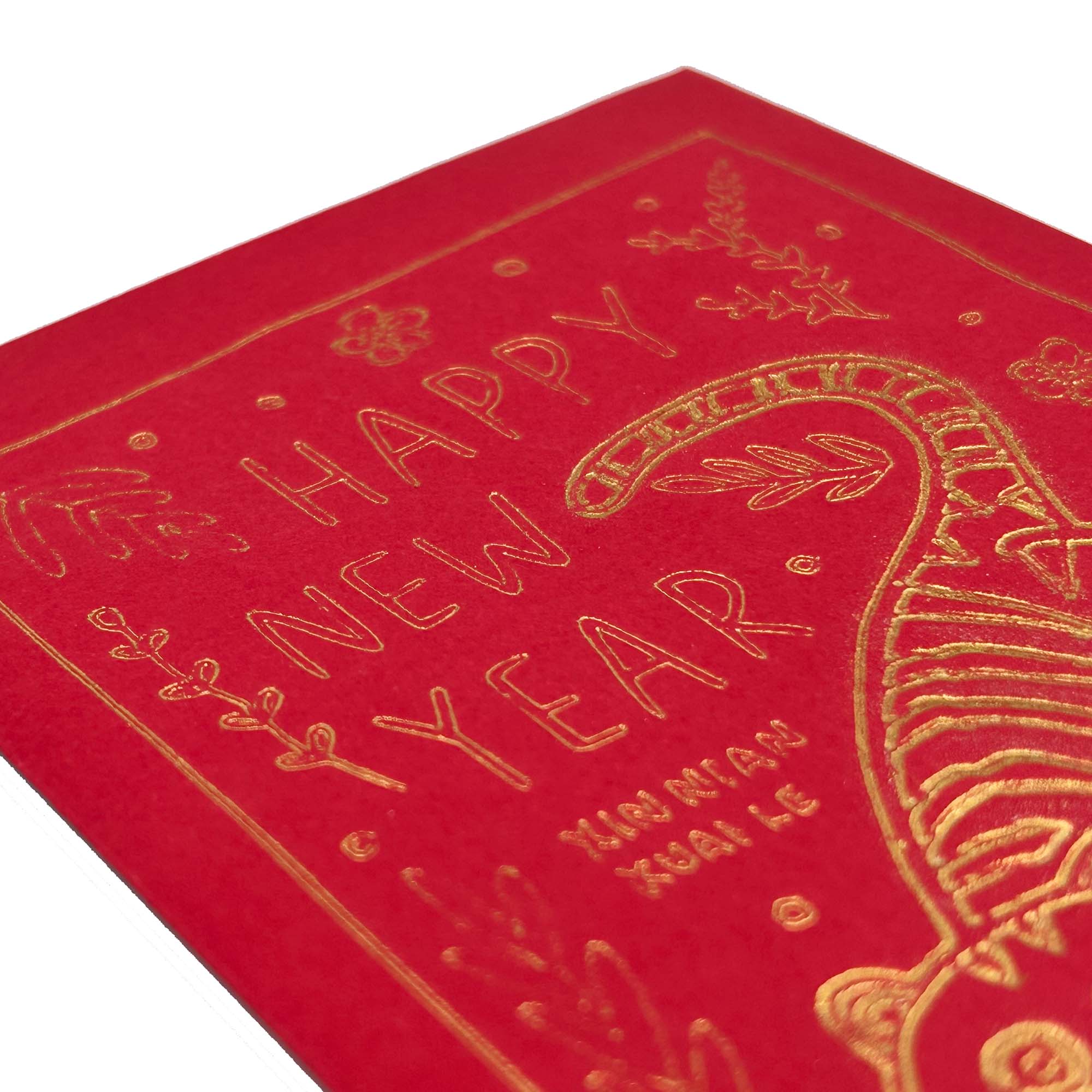 A vibrant red envelope featuring a floral tiger design, symbolizing luck and prosperity for Lunar New Year celebrations.